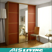 Placard de chambre à coucher de porte coulissante en bois solide avec miroir (AIS-W229)